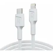 Kabelis Green Cell Lightning Male  Usb Type-C 1M Mfi Fast Charging White Kabgc07W