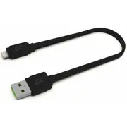 Kabelis Green Cell Usb-A Male - Lightning with Fast Charging 25Cm Black Kabgc02