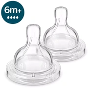 Philips Avent Pretkoliku barošanas pudeļu silikona knupīši, ātras plūsma, 6M 2 gab. Scy764/02