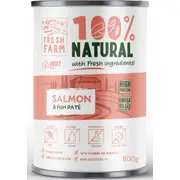 Prefera Fresh Farm Dog Smooth pate with salmon  fish 800 gr - pilnvērtīga barība, pastētes veida konservi suņiem, ar lasi un zivīm. Ffsps1004.8