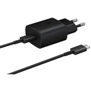 Samsung Ep-Ta800Ebe  Ep-Da705Bbe 25W Tīkla lādētājs Usb-C uz datu kabelis melns Oob Bulk Ep-Ta800Ebe/Ep-Da705Bbe