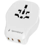 Adapteris Gembird universal travel adapter 20W White Tpa-1A2C20-02-W