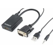 Gembird Vga Male - Hdmi Female 0.15M Black  Usb/Aux Full Hd A-Vga-Hdmi-01