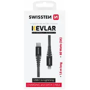 Swissten Kevlar Kabelis Usb-C / Lightning 1.5M 60W 71544010