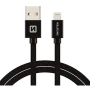 Swissten Textile Fast Charge 3A Lightning Datu un Uzlādes Kabelis 3M Sw-Qu-Ligh-3A-3M-Bk