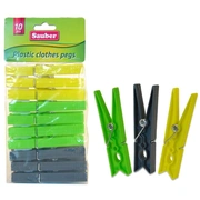 Veļas knaģi plastmasas 10Gab zaļi/dzelteni/pelēki 24801120