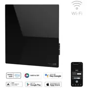 Viedais premium klases infrasarkanais un konvekcijas sienas sildītājs 500W 50505 cm 5Mm rūdīta stikla panelis ar Led displeju melns Agh0012S Aeno