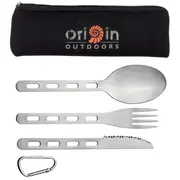 Biwak galda piederumu komplekts, nerūsējošais tērauds, zāģzobains nazis, karabīne, R179605, Origin Outdoors R179605