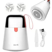 Deerma Mq600 Dem-Mq600 elektriska drēbju pūku noņēmēja un trimmeris akumulatora barošana ar Usb 3 W motors līdz 7000 apgr/min 2 maināmas galviņas nerūsējošā tērauda aizsargtīkls 45 min bezvadu lietošana balts