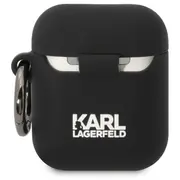 Karl Lagerfeld 3D Logo Nft Choupette Head Silicone Case Aizsargapvalks priekš Airpods 1/2 / melns Kla2Runchk