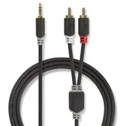 Nedis Aux Audio vads 3.5 mm - 2X Rca 3M Melns Cabw22200At30