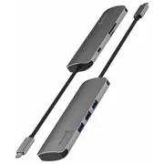 Swissten Usb-C Sadalītājs 6In1 ar 3X Usb 3.0 / 1X Power Delivery microSD Sd Alumīnija korpuss Sw-Usbc-6In1