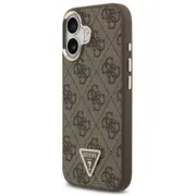 Guess Pu Leather 4G Strass Triangle Logo Gold Frame Magsafe Case Aizsargapvalks priekš iPhone 17 / brūns Guhmp17Sp4Gtdgmw
