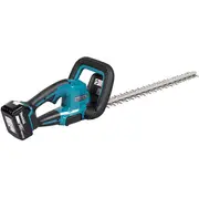 Makita Duh506Rf bezvadu dzīvžoga šķēres 18 V Li-Ion 3 Ah bezsuku motors 500 mm dubultā asmens līdz 20 zaru griešana 4000 gājieni/min Xpt aizsardzība elektriska bremze ergonomiska rokturis Zils/Melns