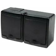 Rozete virsapmetuma 2-Vietīga ar zemējumu, melna, Ip44, Uv i 5902983365730