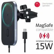 Swissten Magsafe Air Vent Turētājs Gaisa Restei Ar 15W Bezvadu uzlādi 65010609