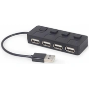 Usb Centrmezgls Gembird 2.0 4-Port Hub with Switches Black Uhb-U2P4-05