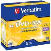 Verbatim Matricas DvdRw Serl 4.7Gb 4X 5 Pack Jewel 43229V
