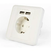 Gembird Ac Wall Socket with 2 port Usb Charger Eg-Acu2A2-01