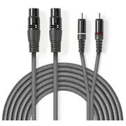 Kabelis Nedis 2X Xlr F - Rca M 1.5M Coth15230Gy15