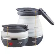 Kompakta ceļojumu elektriskā tējkanna 750W 0.6L silikona korpuss Balta Ad1279 Adler Ad 1279