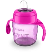 Philips Avent Easy Sip mācību krūzīte ar rokturiem,  6M, 200Ml, silikona snīpis, rozā Scf551/03