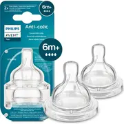 Philips Avent Scy764/02 Fast Flow 6M Silikona knupīši barošanas pudelēm 2 gab