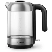 Philips Tējkanna 1.7 l, stikla, melna/sudraba Hd9339/80