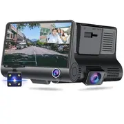 Roger 3In1 Auto Videoreģistrators ar integrētu priekšējo / Aizmugurējo Salona kameru Full Hd 170 grādu skatu Ro-3-1-Vr-Bk