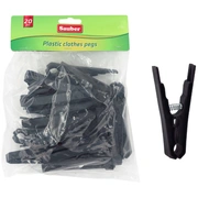 Veļas knaģi plastmasas 20Gab melni 24801131