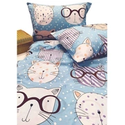 Bērnu gultas veļas komplekts Cats l.blue