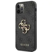 Guess Pu 4G Metal Logo Case Aizsargapvalks priekš iPhone 12/12 Pro / pelēks Guhcp12M4Gmggr