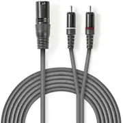 Kabelis Nedis Xlr M - 2X Rca 3M Coth15200Gy30