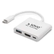 Savio Multimedia Adapteris Type-C to Hdmi 4K  30Hz, 1080P 60Hz Usb 3.0 Ak-48