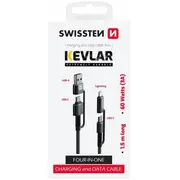 Swissten Kevlar 4In1 / 3A Kabelis 1.5M 74501101