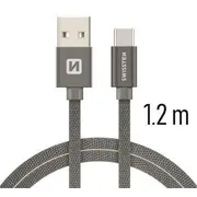 Swissten Textile Universāls Quick Charge 3.1 Usb-C Datu un Uzlādes Kabelis 1.2M Sw-Qu-Typc-3.1-1.2M-Gr