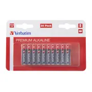 Baterijas Verbatim Aaa Premium Alkaline 20-Pack 1.5V 49876V