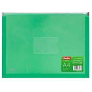 Dokumetu mape-aploksne Patio ar rāvējslēdzēju, A4, caurspīdīga, zaļā krāsā 150-03303