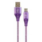 Gembird Usb Male - Type C Premium cotton braided 2M Purple/White Cc-Usb2B-Amcm-2M-Pw