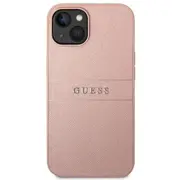 Guess Pu Leather Saffiano Case Aizsargapvalks priekš iPhone 14 Plus / rozā Guhcp14Mpsasbpi
