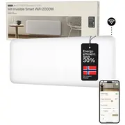 Paneļveida sildītājs ar 2000 W jaudu Wifi vadību telpām līdz 2428 m² Ipx4 balts Pa2000Wifi4 Mill