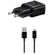 Samsung Ep-Ta200Ebe  Ecb-Du4Ebe 15W Tīkla Lādētājs microUSB datu kabelis melns Oob Bulk