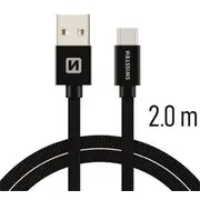 Swissten Textile Universāls Quick Charge 3.1 Usb-C Datu un Uzlādes Kabelis 2M Sw-Qu-Typc-3.1-2M-Bk