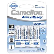 Baterijas uzlādējamās Ni-Mh ar 2300 mAh ietilpību un Aa/Hr6 formātu Alwaysready Rechargeable Batteries 4 gab. 17423406 Camelion