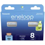 Baterijas uzlādējamās Ni-Mh ar 800 mAh ietilpību un Aaa formātu Eneloop Bk-4Mcde/8Be 8 gab. Panasonic