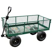 Dārza transporta ratiņi kravu pārvadāšanai 120L 500Kg tērauda 4 riteņi Aw00017 Awtools
