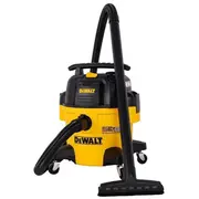 Dewalt At-Dxv23P-Qt 23 L sausa/mitra putekļu sūcējs Super Quiet 800 W 19 kPa sūkšanas jauda Hepa filtrs tvertne 65 dB trokšņu līmenis 3 m kabelis 4 riteņi šļūtene, birste, soma komplektā melns/dzeltens