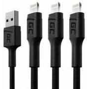Green Cell Set of 3X Apple Lightning Fast Charging Cable with White Led Backlight 2M Kabgcset06