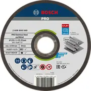 Griešanas ripa 125X22,2X1 mm, Inox, Mazām leņķa slīpmašīnām Pro Stainless Steel And Metal Griezējdisks, 2608600549, Bosch 2608600549
