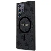 Guess 4G Colored Ring Pu Leather Magsafe Case Aizsargapvalks priekš Samsung Galaxy S24 Ultra / melns Guhms24Lg4Gfrk